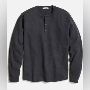 Men’s Marine Layer Waffle Knit Henley Long Sleeve Dark Charcoal